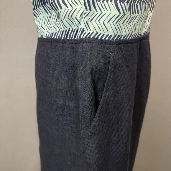 Weekend Max Mara Linen Blend Dress Sz 12/L Santos Split Neck Cap Sleeve A-Line - Picture 6 of 8